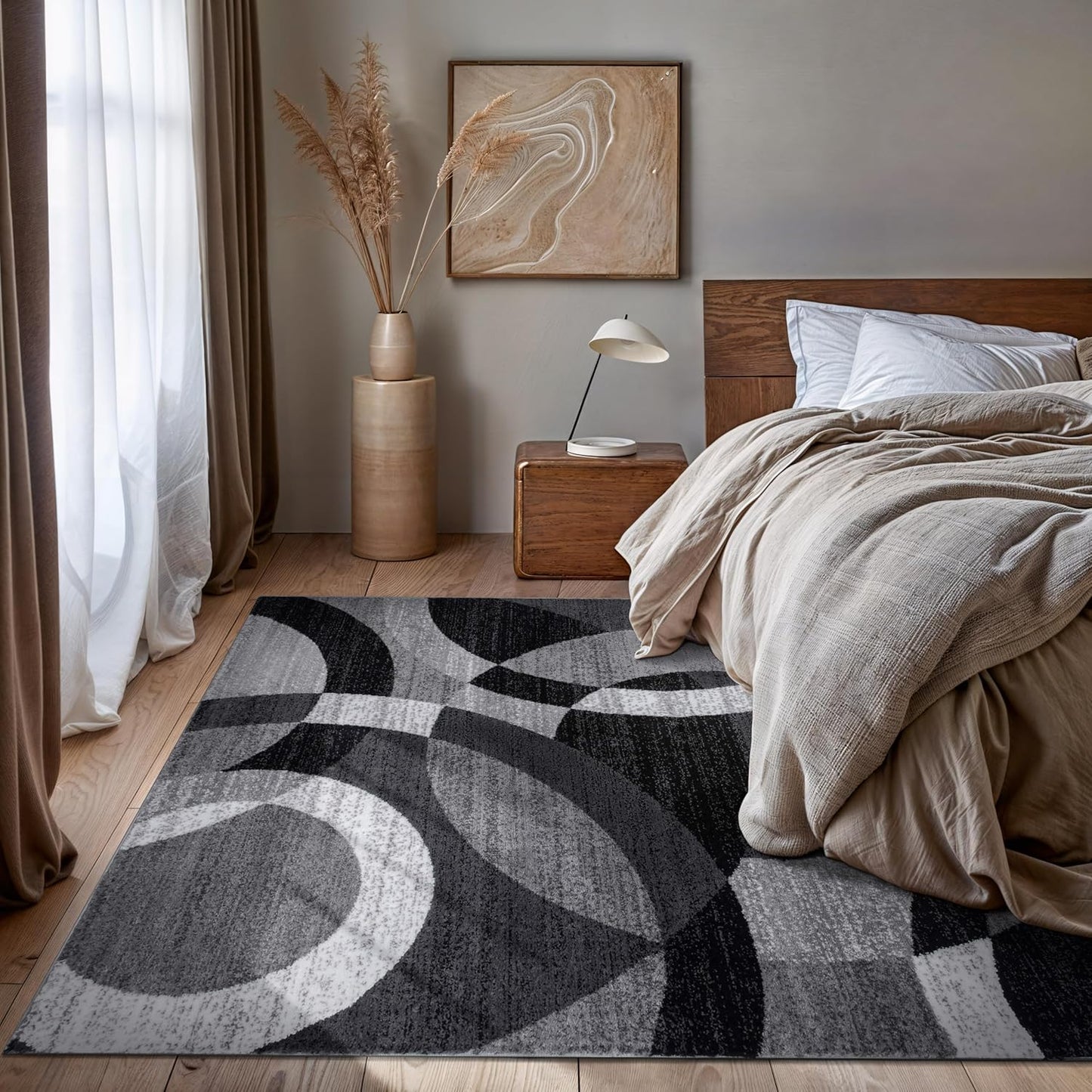 Transform Your Space with the Contemporary Modern Circles Area Rug - Stylish 6'6" x 9' Gray Design Perfect for Any Room