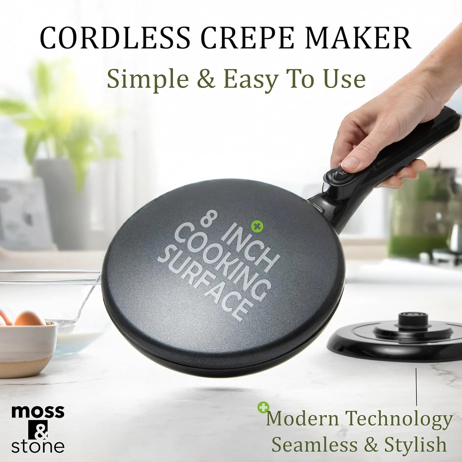 8" Cordless Electric Crepe Maker with Auto Power Off