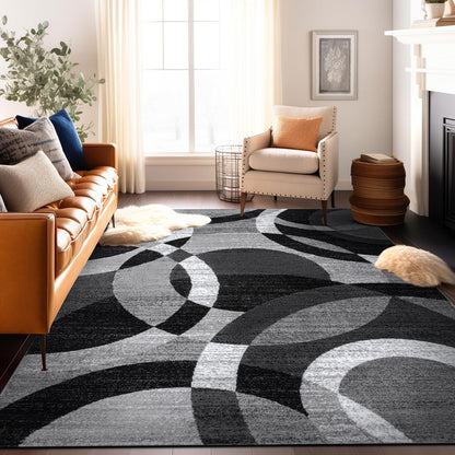 Transform Your Space with the Contemporary Modern Circles Area Rug - Stylish 6'6" x 9' Gray Design Perfect for Any Room