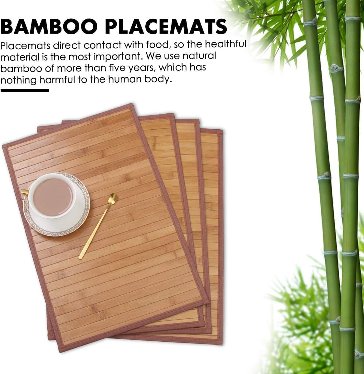 Elevate Your Dining Experience with Our Elegant Set of 4 Bamboo Placemats - Heat Resistant & Non-Slip for Any Occasion
