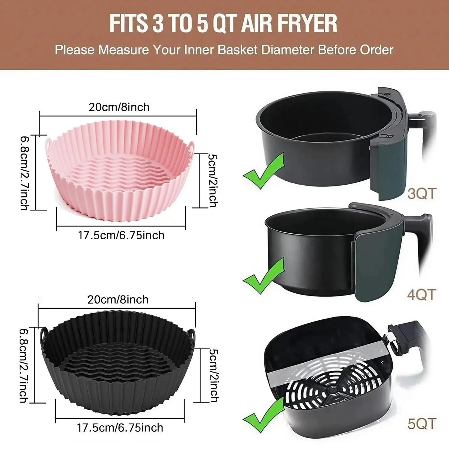 Elevate Your Cooking with Our Reusable Round Silicone Air Fryer Liners - Set of 2 for Effortless Meals and Easy Cleanup!