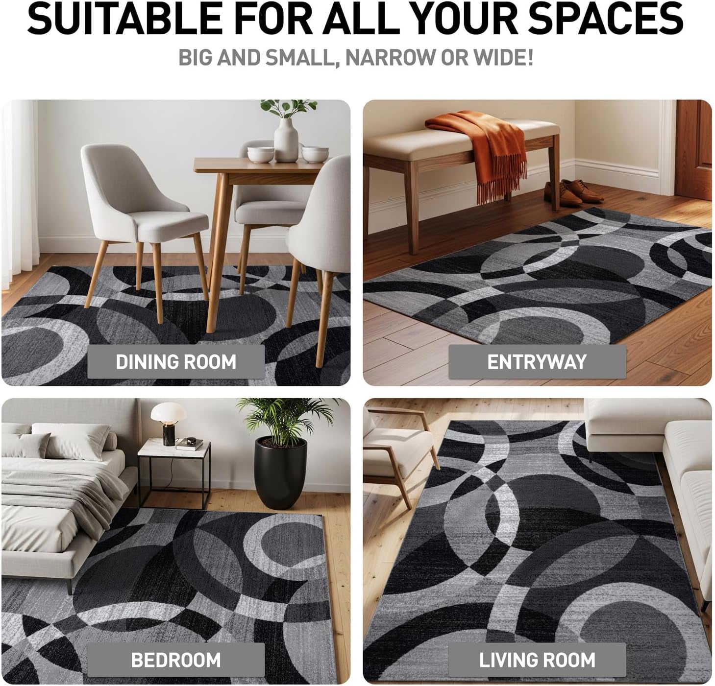 Transform Your Space with the Contemporary Modern Circles Area Rug - Stylish 6'6" x 9' Gray Design Perfect for Any Room