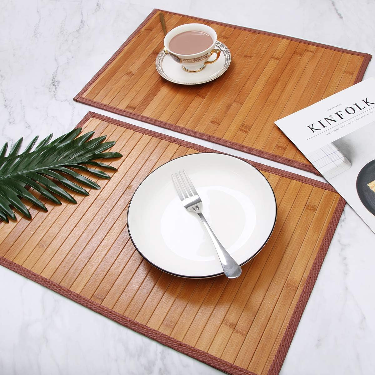 Elevate Your Dining Experience with Our Elegant Set of 4 Bamboo Placemats - Heat Resistant & Non-Slip for Any Occasion