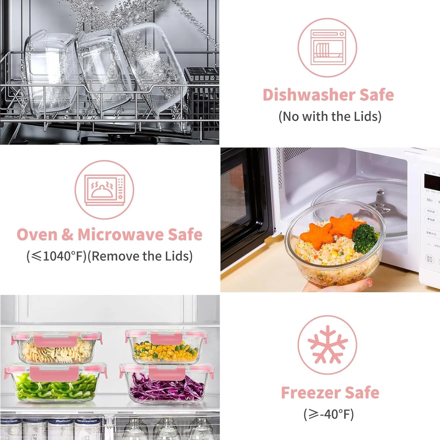 Elevate Your Kitchen with the 34-Piece Pink Glass Food Storage Container Set - Airtight & Versatile Meal Prep Solutions!
