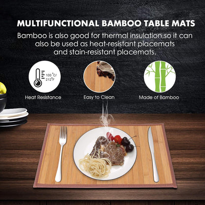 Elevate Your Dining Experience with Our Elegant Set of 4 Bamboo Placemats - Heat Resistant & Non-Slip for Any Occasion