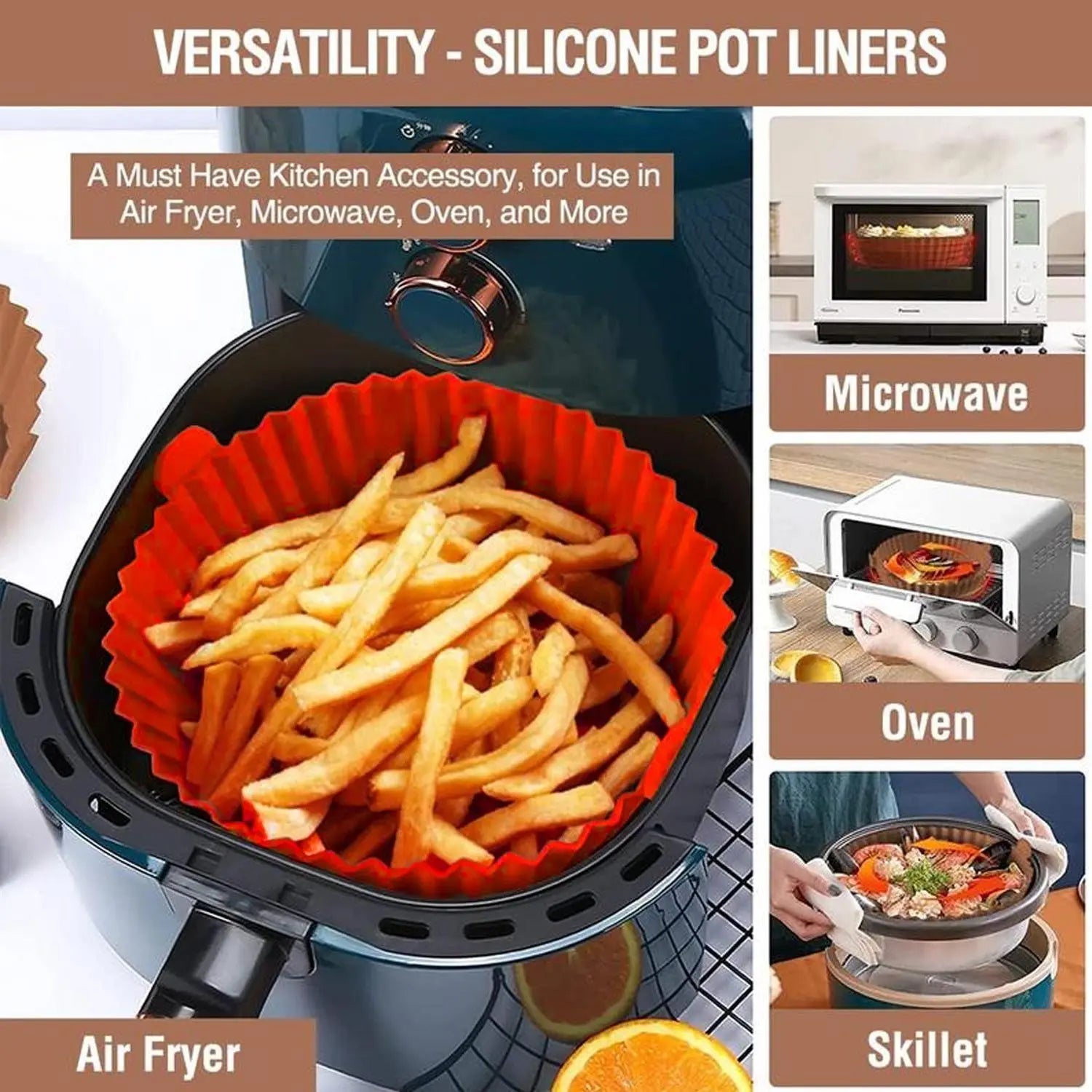 Elevate Your Cooking with Our Reusable Round Silicone Air Fryer Liners - Set of 2 for Effortless Meals and Easy Cleanup!