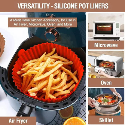 Elevate Your Cooking with Our Reusable Round Silicone Air Fryer Liners - Set of 2 for Effortless Meals and Easy Cleanup!