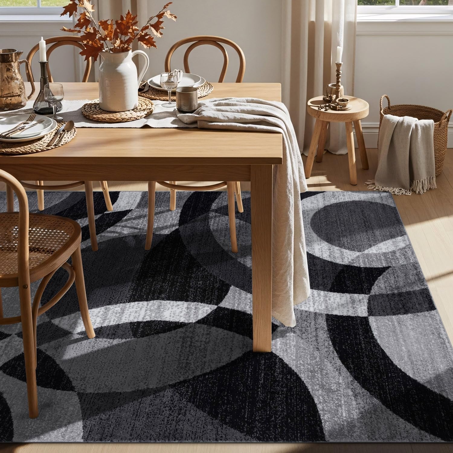 Transform Your Space with the Contemporary Modern Circles Area Rug - Stylish 6'6" x 9' Gray Design Perfect for Any Room