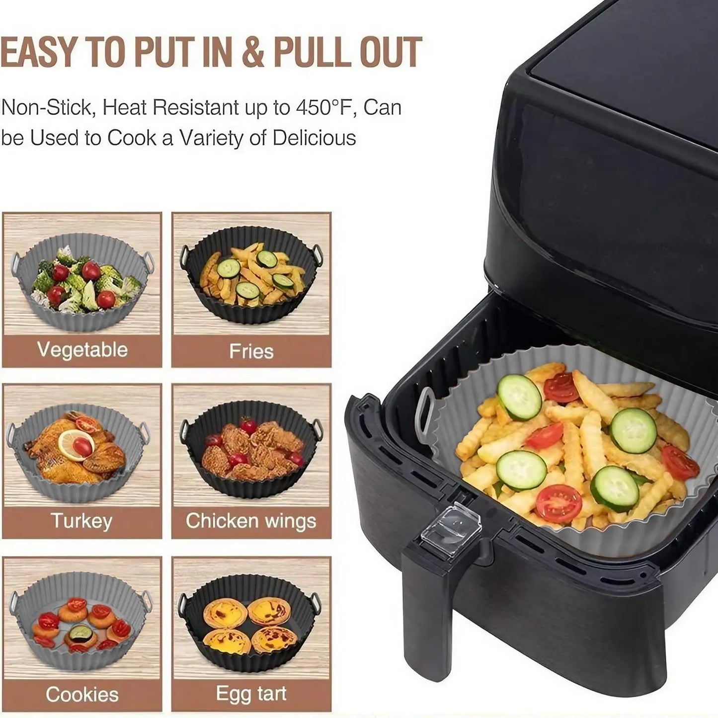 Elevate Your Cooking with Our Reusable Round Silicone Air Fryer Liners - Set of 2 for Effortless Meals and Easy Cleanup!
