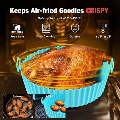 Elevate Your Cooking with Our Reusable Round Silicone Air Fryer Liners - Set of 2 for Effortless Meals and Easy Cleanup!
