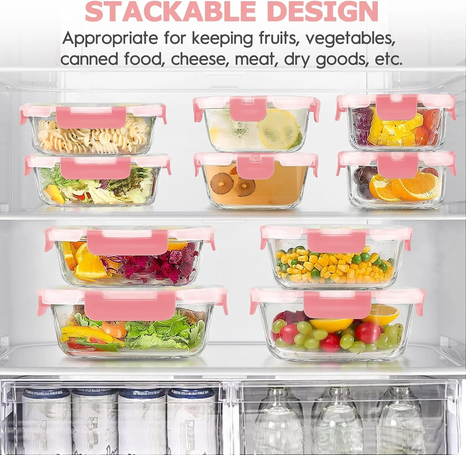 Elevate Your Kitchen with the 34-Piece Pink Glass Food Storage Container Set - Airtight & Versatile Meal Prep Solutions!