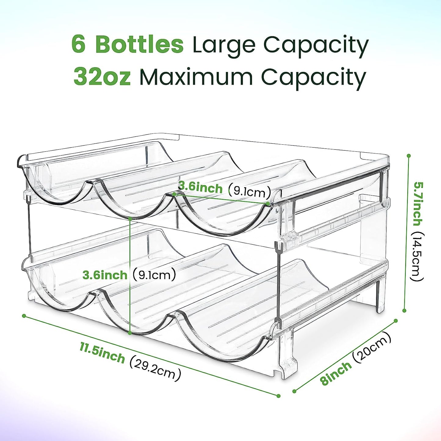 Ultimate Water Bottle Organizer Set - Stackable Storage Racks for Cabinets and Pantries - 2 Pack Clear Acrylic Holders