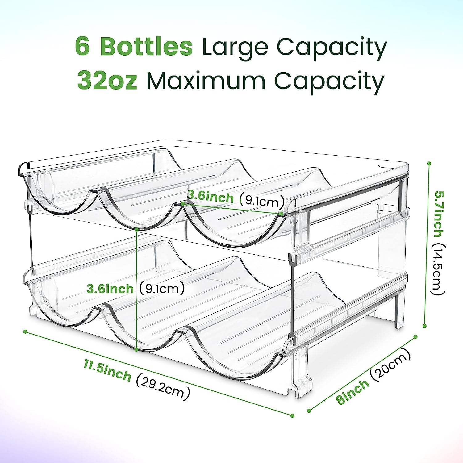 Ultimate Water Bottle Organizer Set - Stackable Storage Racks for Cabinets and Pantries - 2 Pack Clear Acrylic Holders