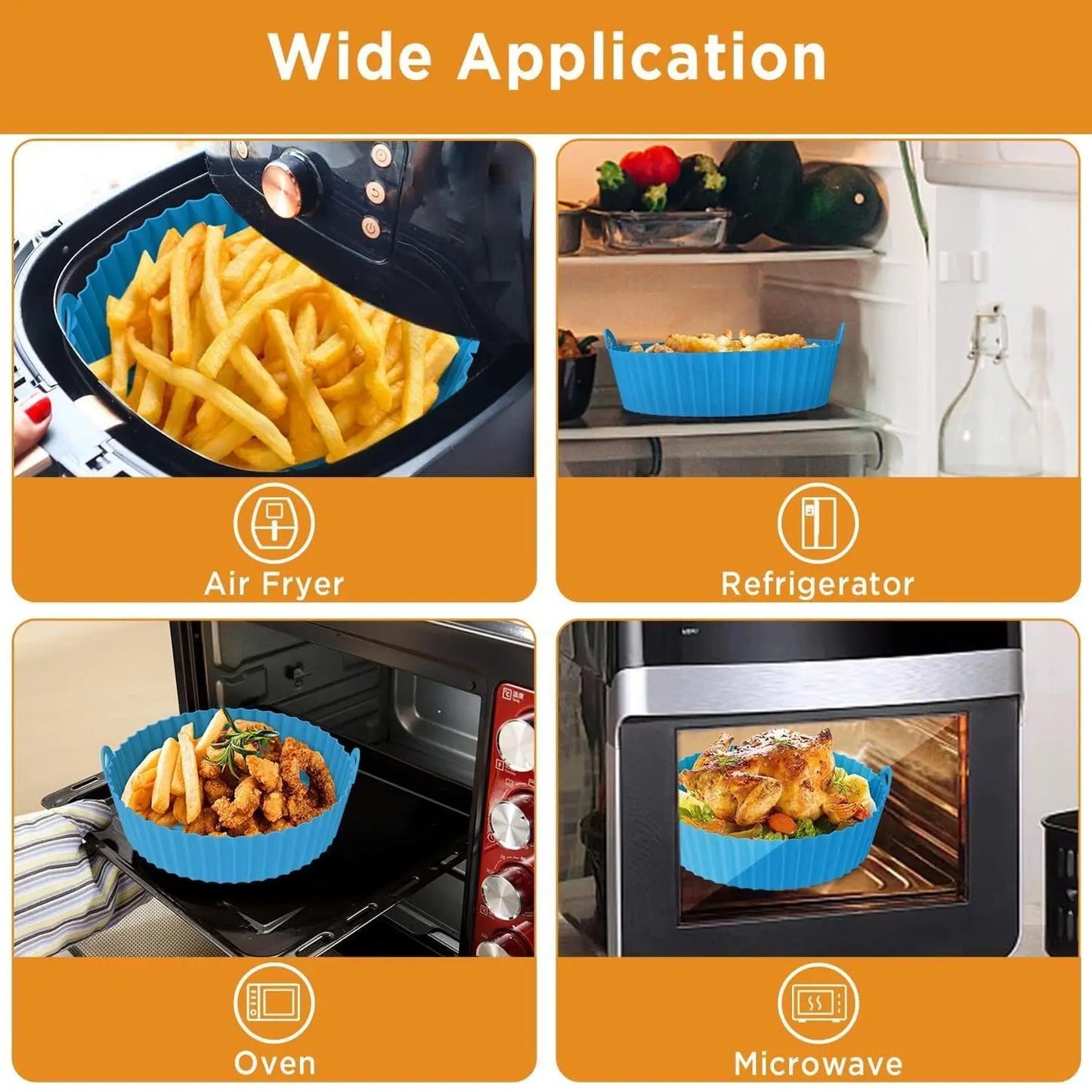 Elevate Your Cooking with Our Reusable Round Silicone Air Fryer Liners - Set of 2 for Effortless Meals and Easy Cleanup!