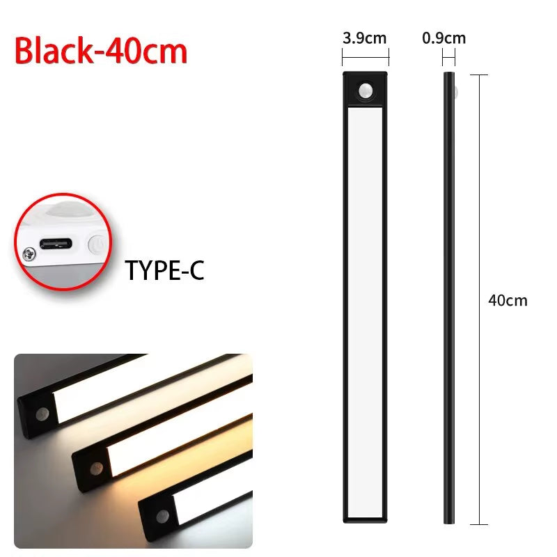 Wireless LED Motion Sensor Night Light - USB Rechargeable Under Cabinet Lighting for Kitchen, Bedroom, and Wardrobe