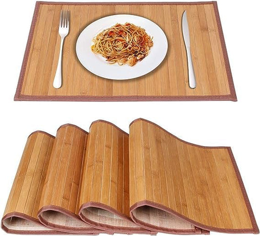 Elevate Your Dining Experience with Our Elegant Set of 4 Bamboo Placemats - Heat Resistant & Non-Slip for Any Occasion