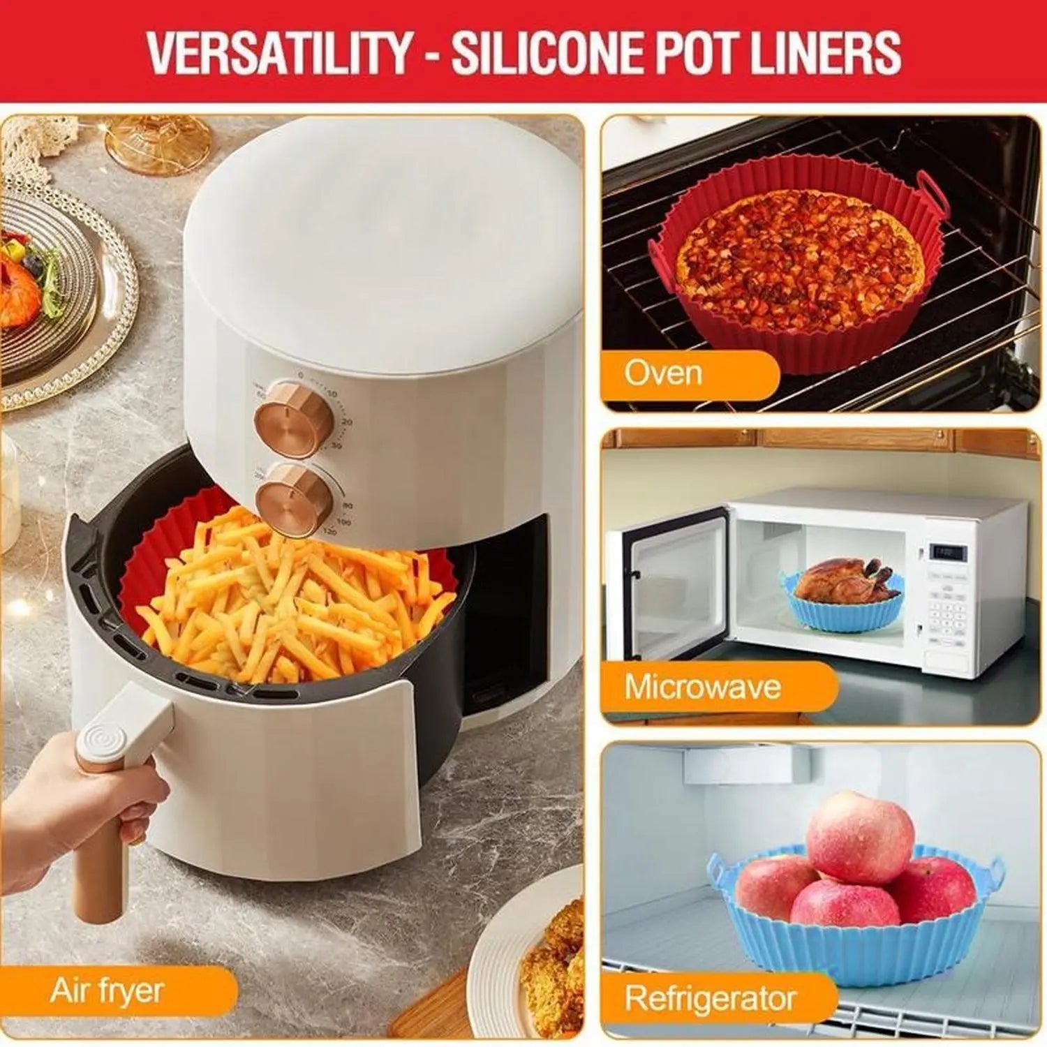 Elevate Your Cooking with Our Reusable Round Silicone Air Fryer Liners - Set of 2 for Effortless Meals and Easy Cleanup!