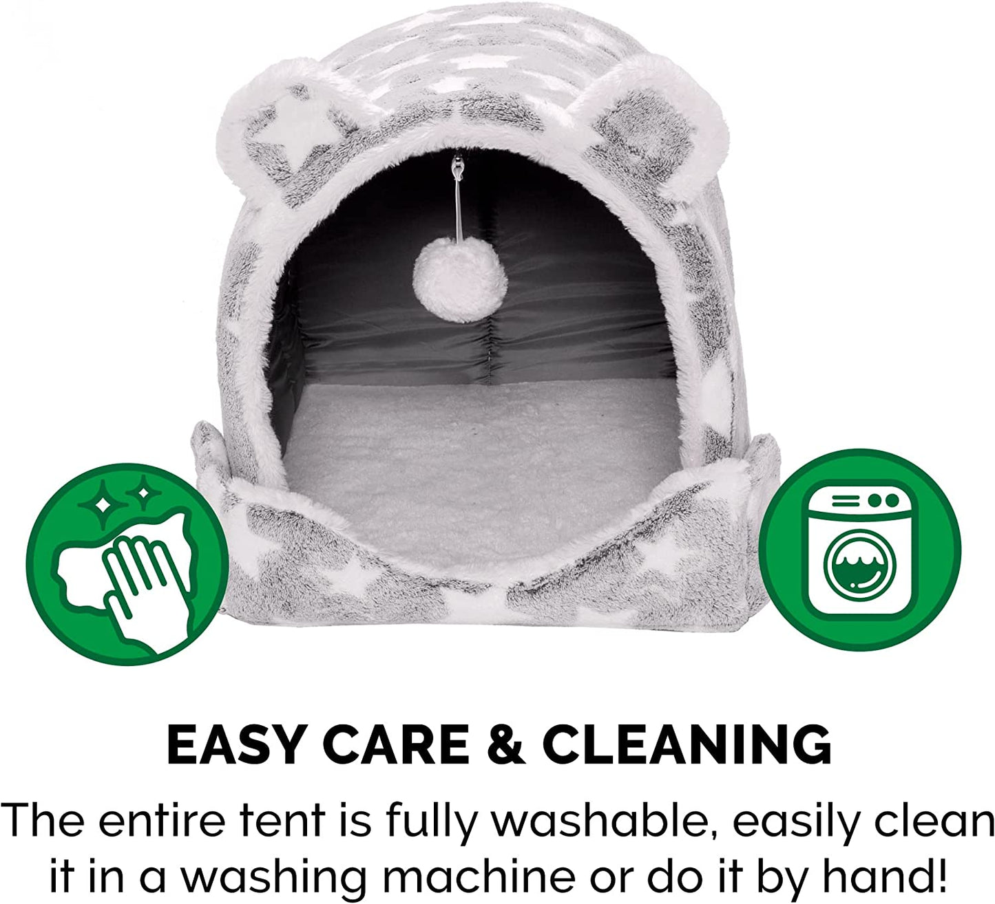 Cozy Cave Cat Bed & Snuggle Hideout for Small Dogs - Washable, Foldable, and Includes Plush Toy - Perfect for Indoor Comfort!