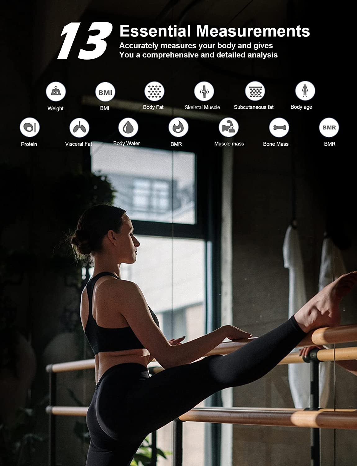 Smart Body Fat Scale with BMI and Body Composition Monitoring - High Precision Health Analyzer for Fitness Tracking up to 400 lbs