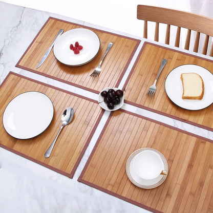 Elevate Your Dining Experience with Our Elegant Set of 4 Bamboo Placemats - Heat Resistant & Non-Slip for Any Occasion