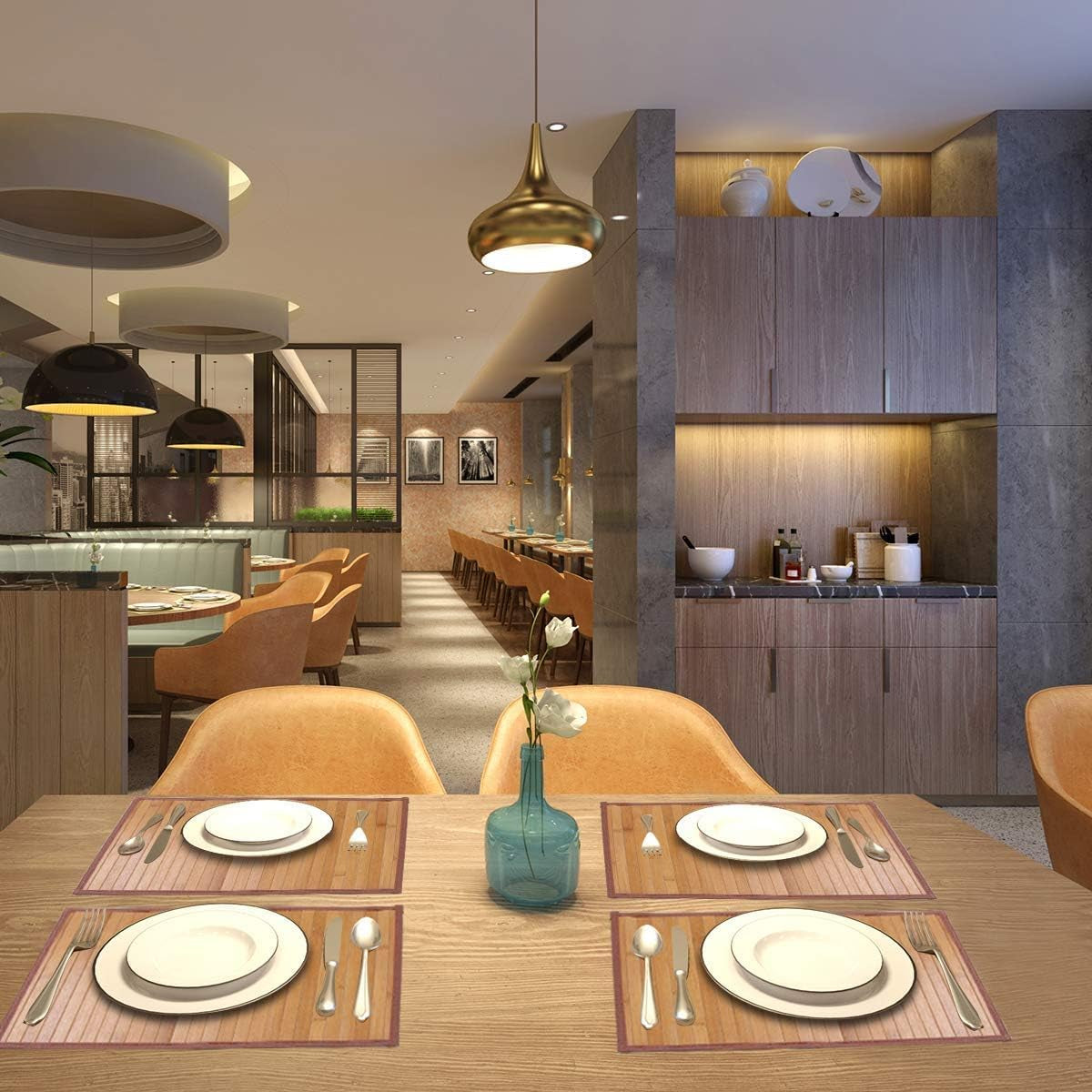 Elevate Your Dining Experience with Our Elegant Set of 4 Bamboo Placemats - Heat Resistant & Non-Slip for Any Occasion