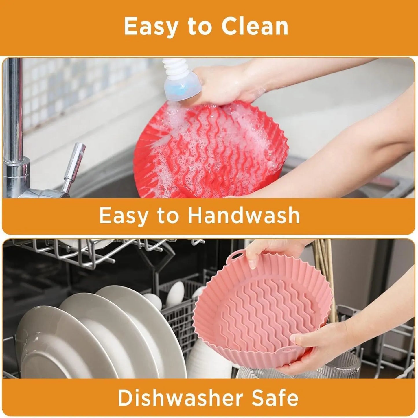 Elevate Your Cooking with Our Reusable Round Silicone Air Fryer Liners - Set of 2 for Effortless Meals and Easy Cleanup!