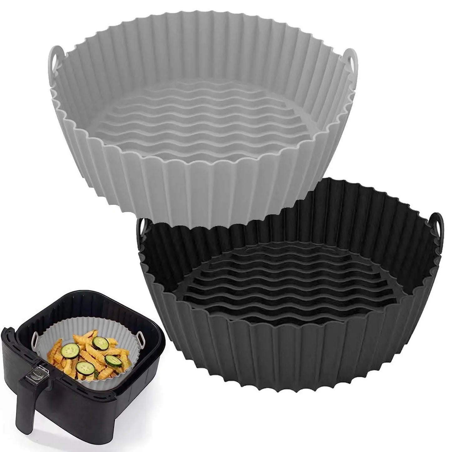 Elevate Your Cooking with Our Reusable Round Silicone Air Fryer Liners - Set of 2 for Effortless Meals and Easy Cleanup!